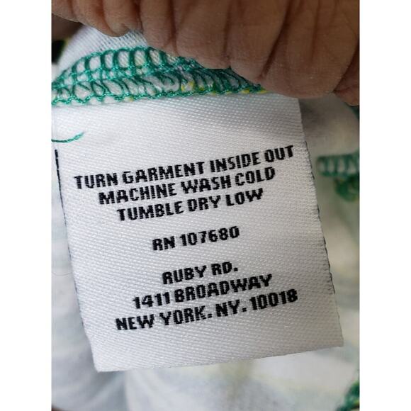 Ruby Rd. Blouse Top Womens 2X Green Printed Beaded V Neck Long Sleeve Pullover - Picture 6 of 12